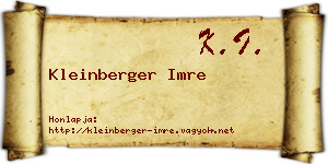 Kleinberger Imre névjegykártya